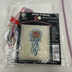 NeedleMagic Stitch N Hang Counted Cross Stitch Kit 3862 Bouquet Floral Made USA